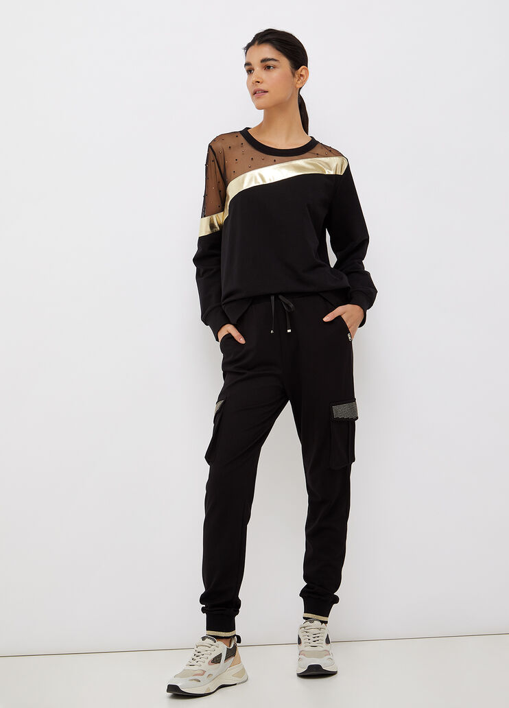Pantalone cargo in jersey nero Liu Jo - large image number 3 Pantalone cargo in jersey nero Liu Jo - large image number 3