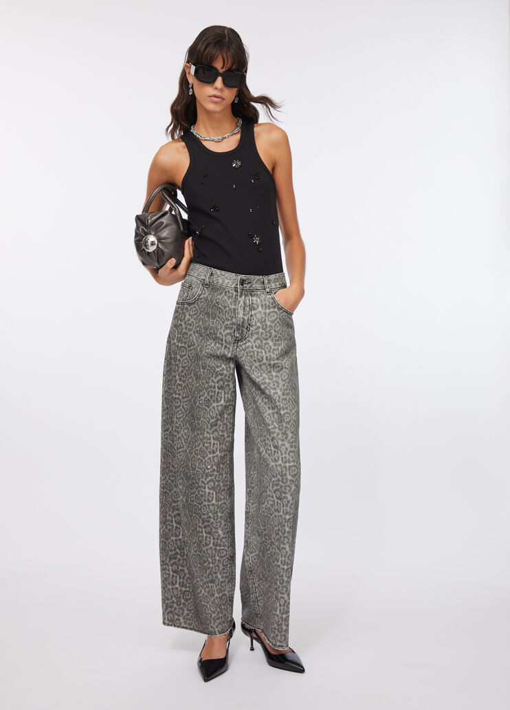 Flared trousers with print grey animal print Liu Jo - large image number 5