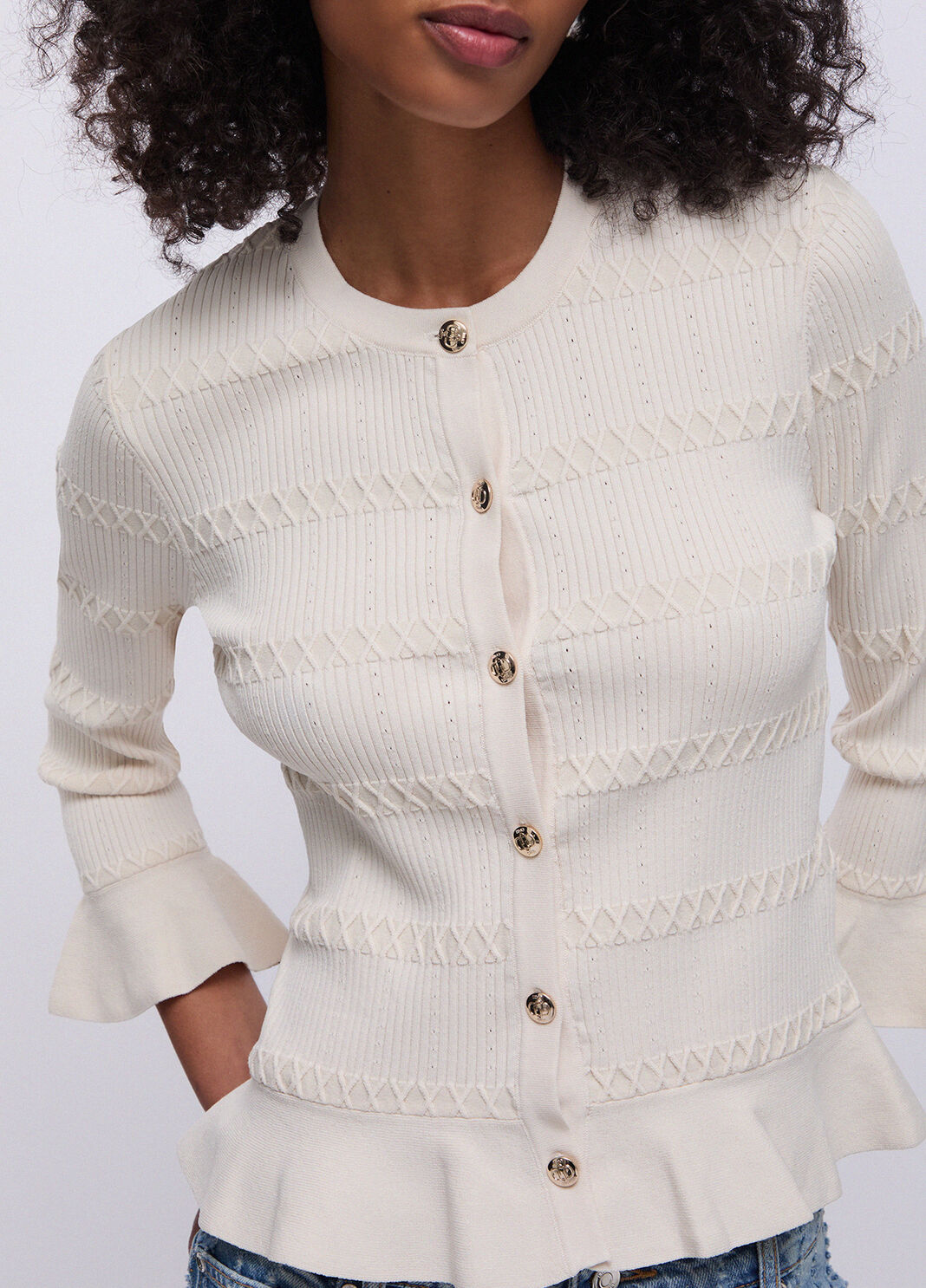 Cardigan mit Volant Cappuccino Liu Jo - large image number 4