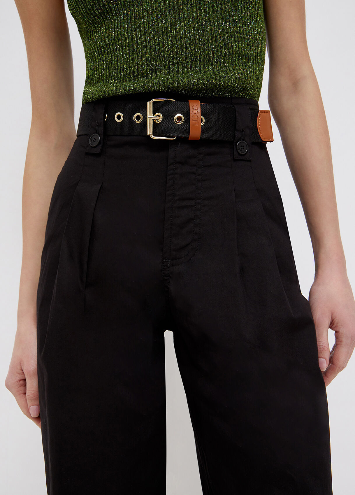 High-rise poplin trousers