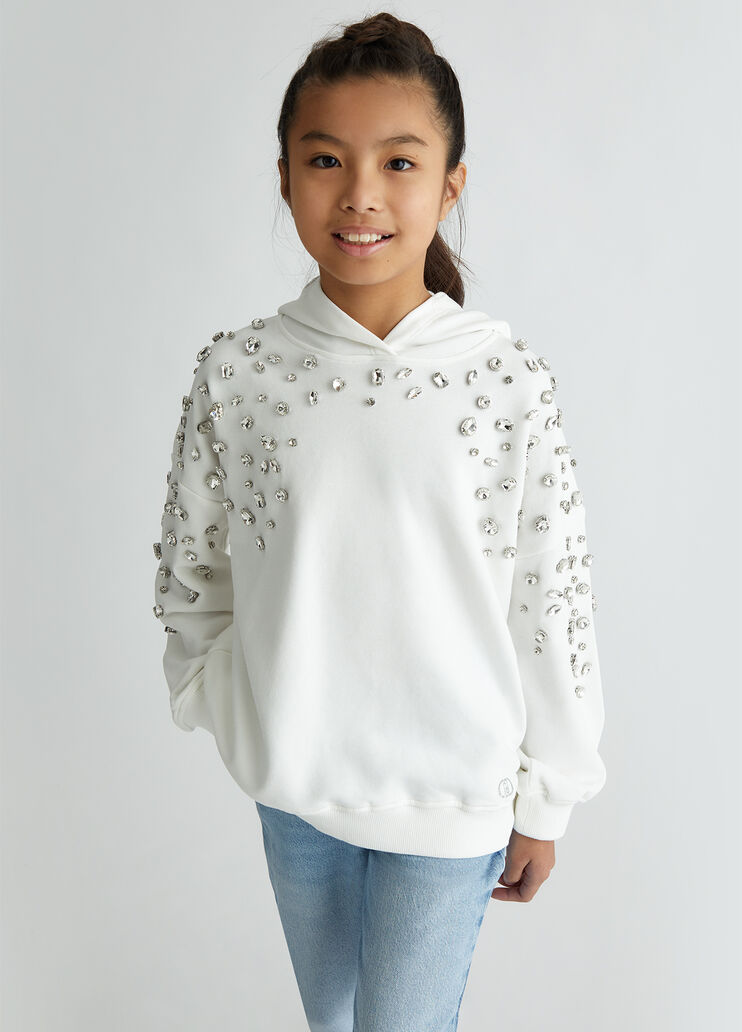 Sweatshirt with rhinestones white with gemstones Liu Jo - medium Sweatshirt with rhinestones white with gemstones Liu Jo - medium