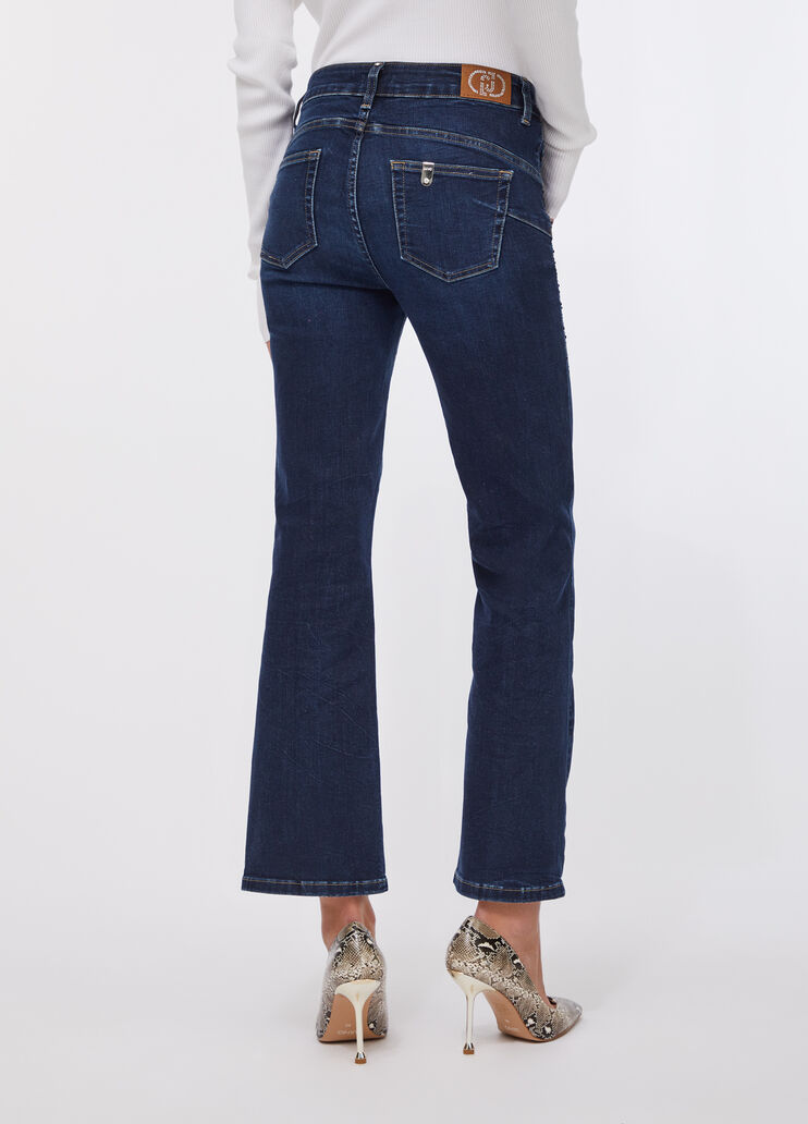 Flare-Jeans in Cropped-Länge mit Strass Dunkles Denimblau Liu Jo - large image number 1