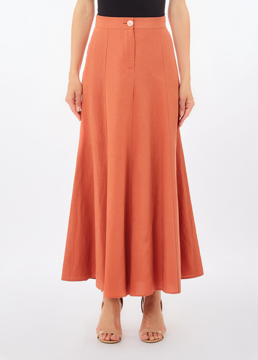Jupe en lin m&eacute;lang&eacute; orange Liu Jo - large image number 0