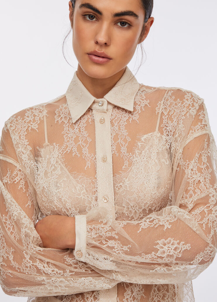 Кружевная рубашка бежевый Liu Jo - medium Кружевная рубашка бежевый Liu Jo - medium