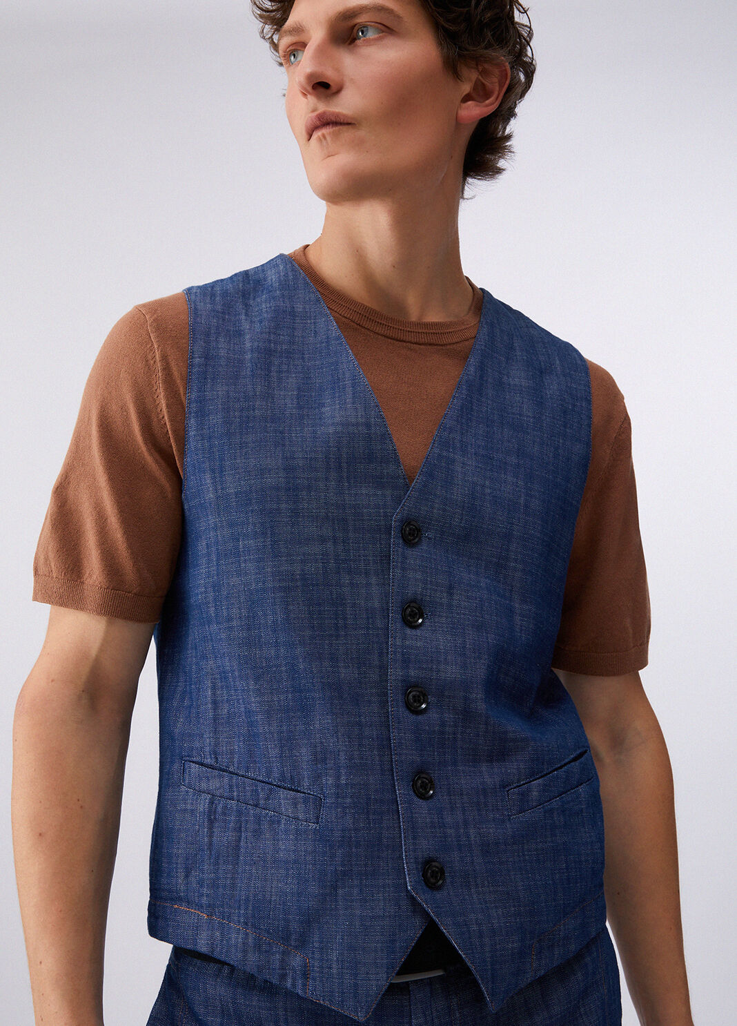 Chambray denim vest blue Liu Jo - large image number 4