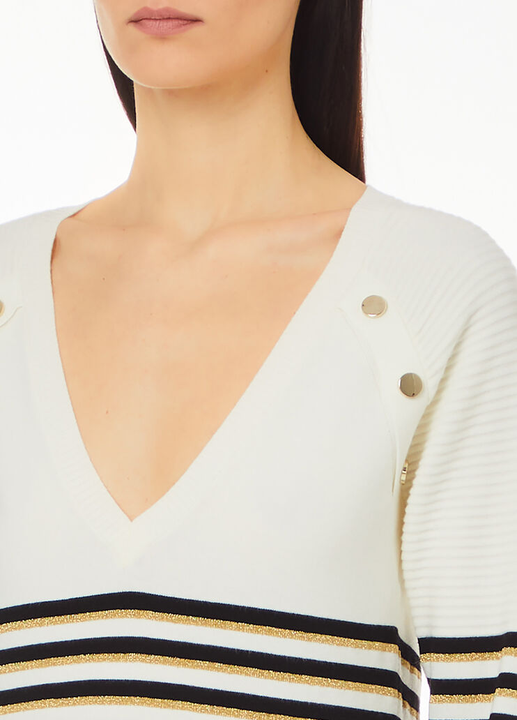 Pullover mit Streifenmotiv und Logo schwarz Liu Jo - large image number 2