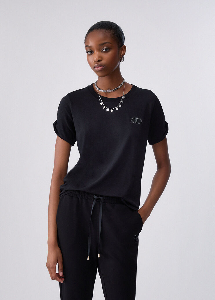 T-shirt with logo black Liu Jo - medium