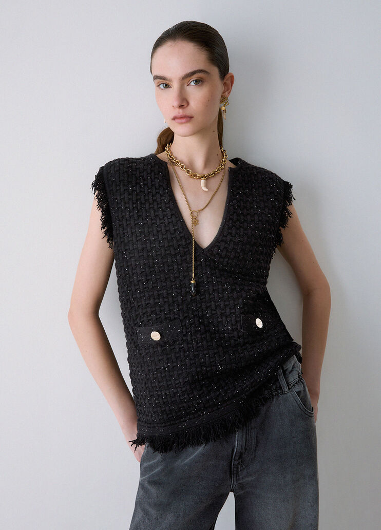 Fringed Detail Waistcoat black Liu Jo - medium