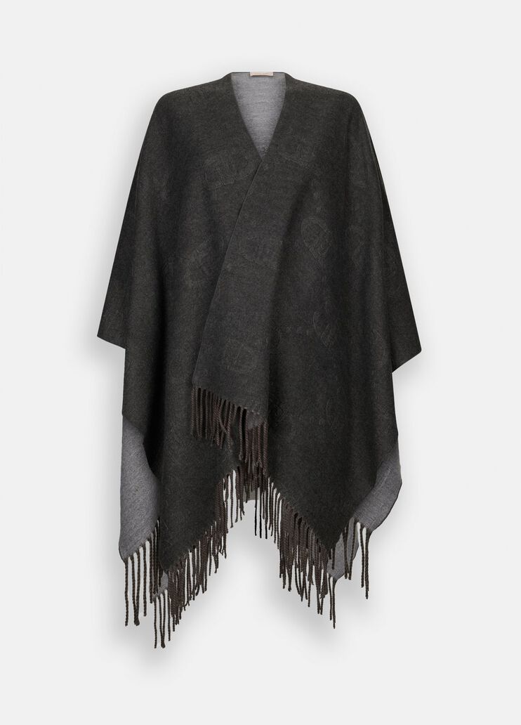 Poncho con logo e frange grigio Liu Jo - large image number 4