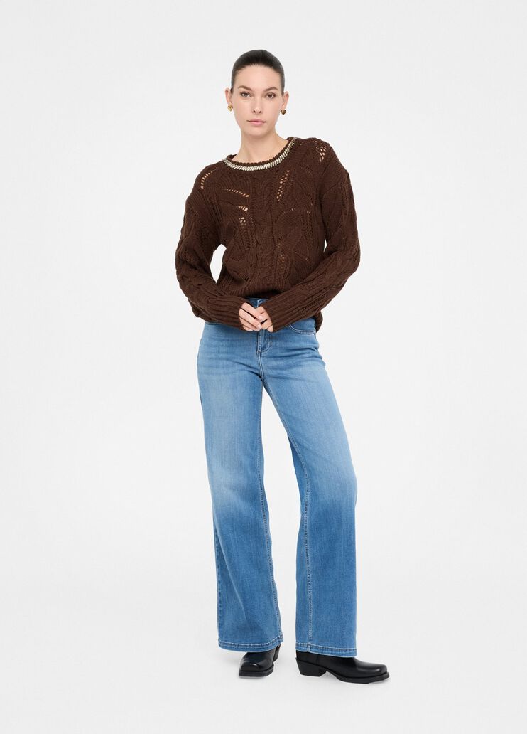 Pull ajouré orné de pierres chocolat Liu Jo - medium Pull ajouré orné de pierres chocolat Liu Jo - medium