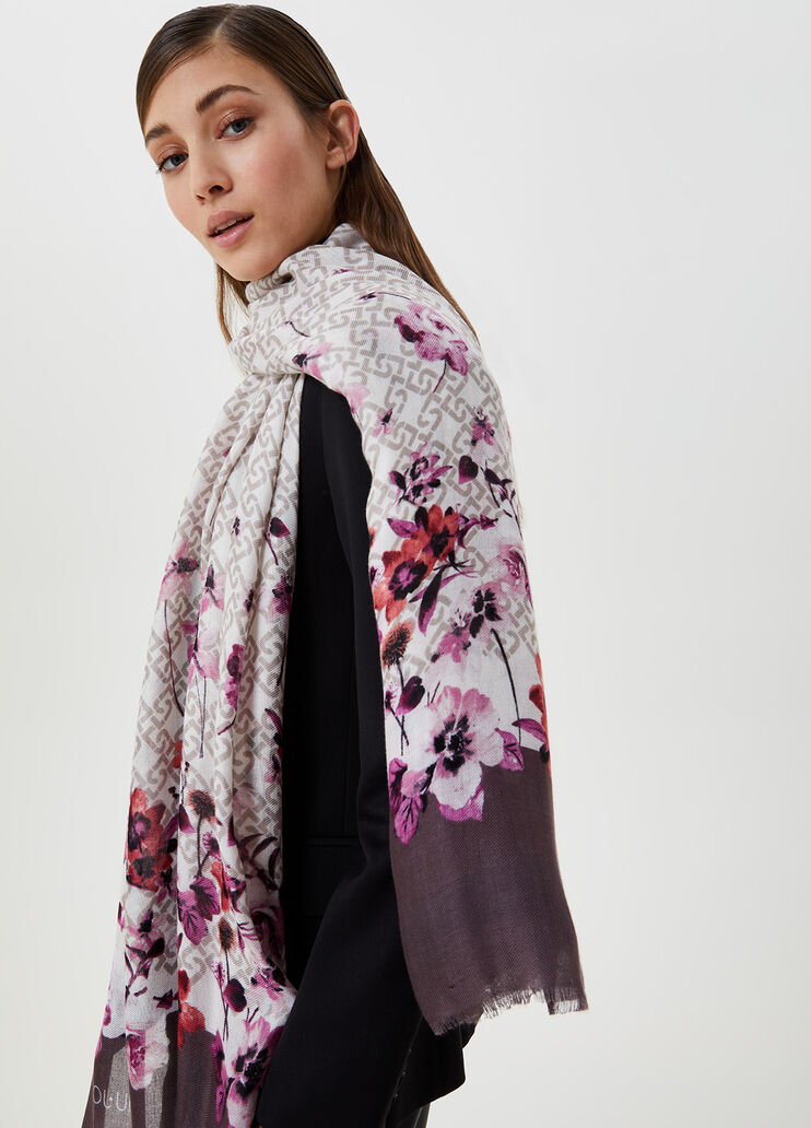 Foulard with flowers Purple Liu Jo - large image number 1 Foulard with flowers Purple Liu Jo - large image number 1