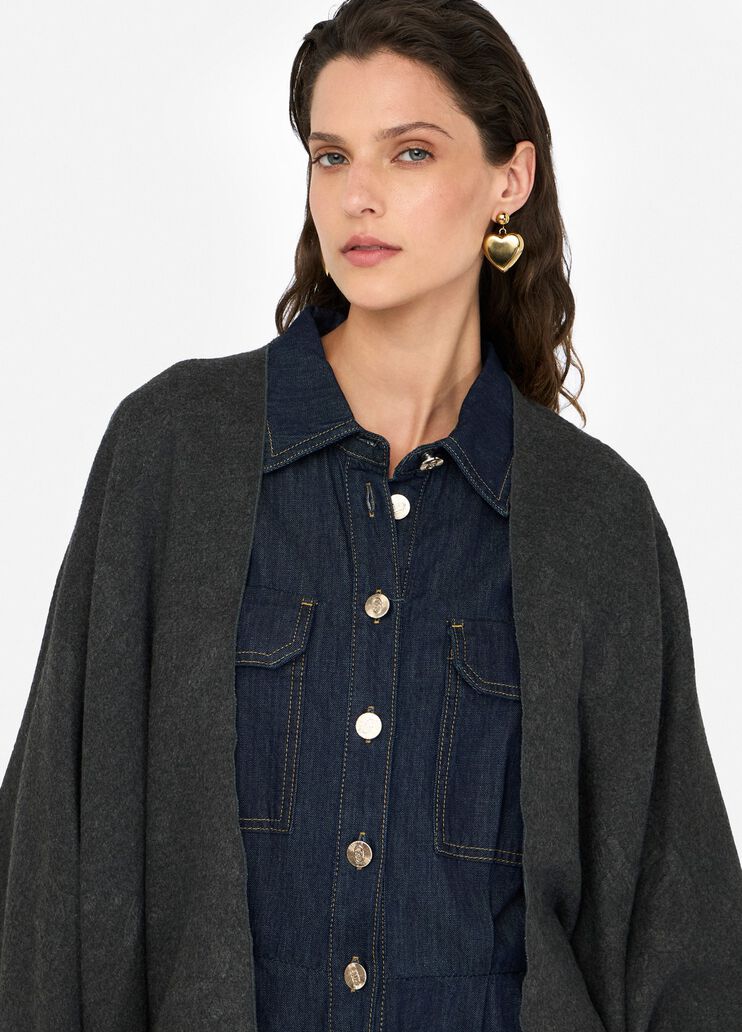 Poncho with logo and fringes grey Liu Jo - medium Poncho with logo and fringes grey Liu Jo - medium