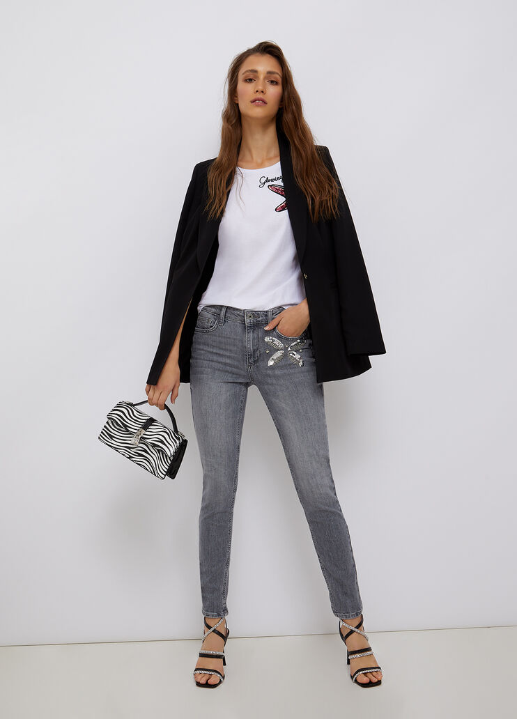 T-shirt with print and appliqués white/starfish Liu Jo - large image number 2