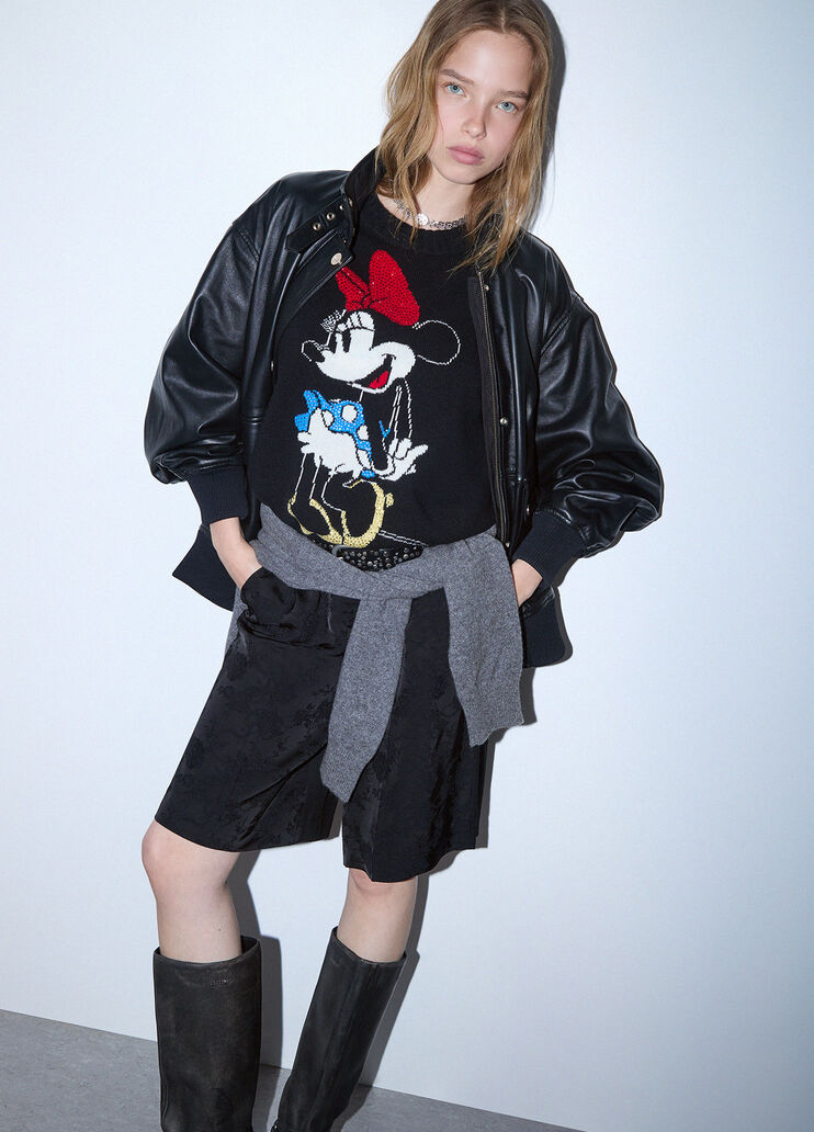 Жаккардовый свитер из шерсти Mrs Mouse черный / Miss mouse Liu Jo - medium
