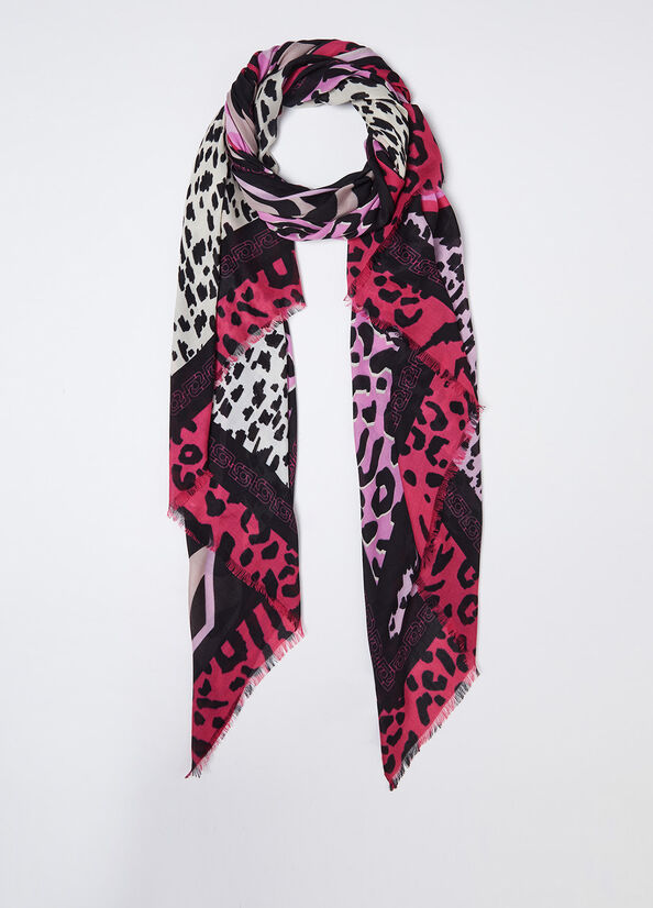 Foulard LIU JO Rosso In Poliestere 120x120 Cm: Motivo Belts E Logo, Accessorio Elegante E Versatile Per Ogni Occasione
