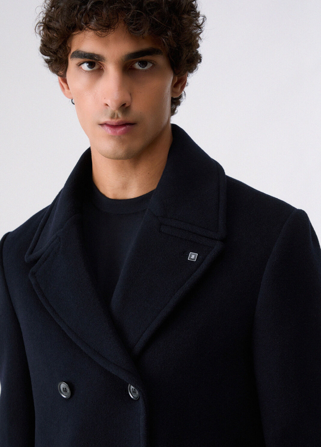 Coat caban in wool and cashmere dark blue Liu Jo - large image number 4
