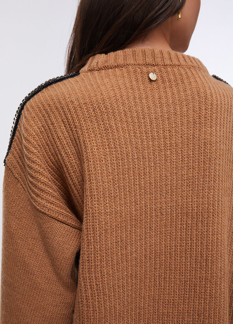 Pull en laine avec strass camel Liu Jo - large image number 4