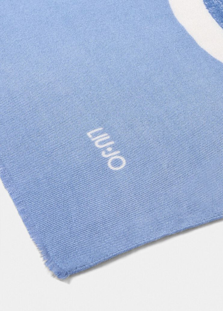 Shawl with logo light denim Liu Jo - large image number 3