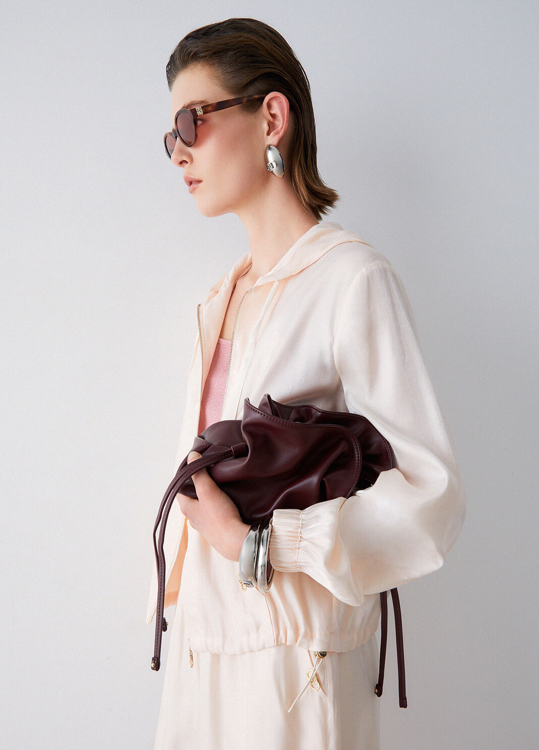 Laminated hooded jacket champagne Liu Jo - large image number 2