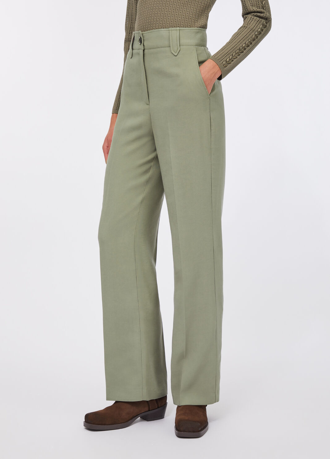 Straight gabardine trousers asparagus Liu Jo - large image number 0