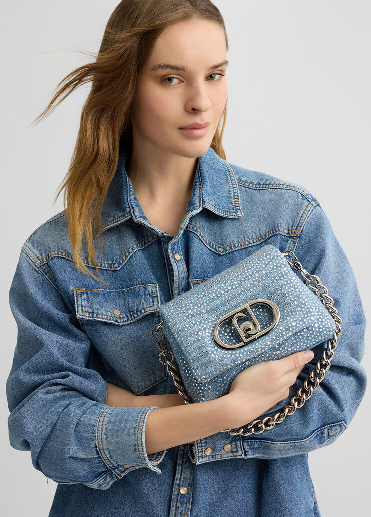 Small denim LaPuffy bag with rhinestones light denim Liu Jo - medium Small denim LaPuffy bag with rhinestones light denim Liu Jo - medium