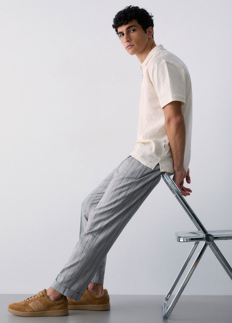 Nadelstreifenhose mit Bundfalten Grau mit Nadelstreifen Liu Jo - medium