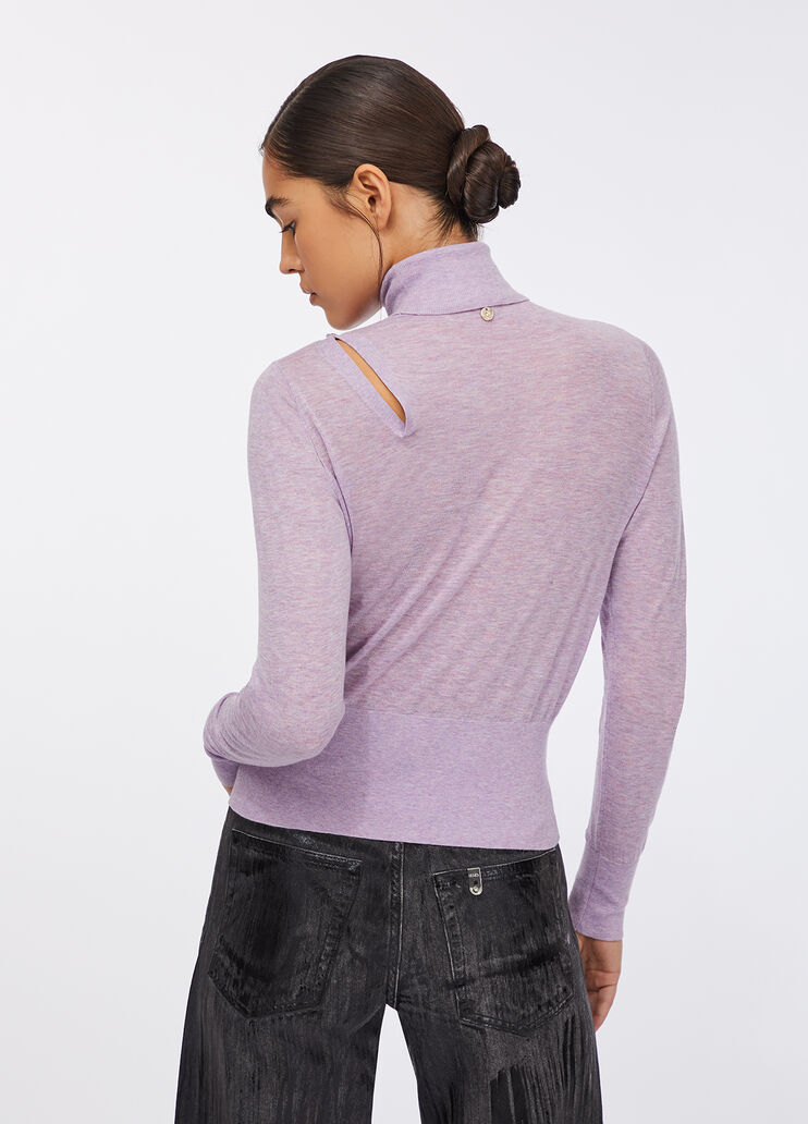 Pull à col roulé en coton et cachemire lilas Liu Jo - large image number 1