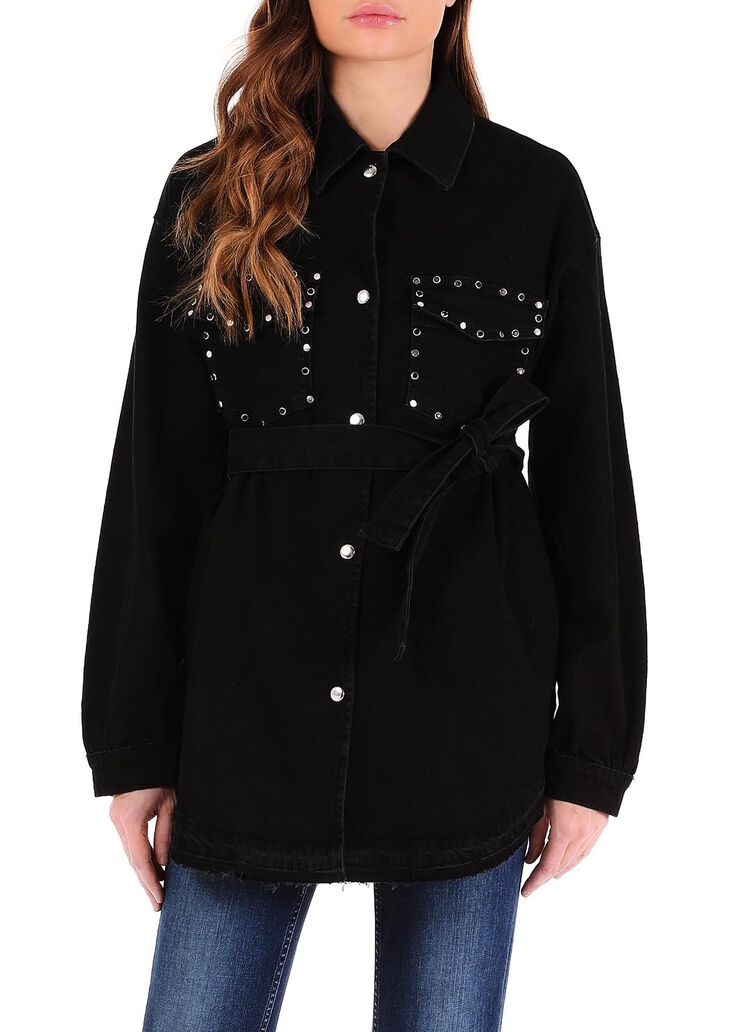 Giacca di jeans con borchie denim nero Liu Jo - large image number 0