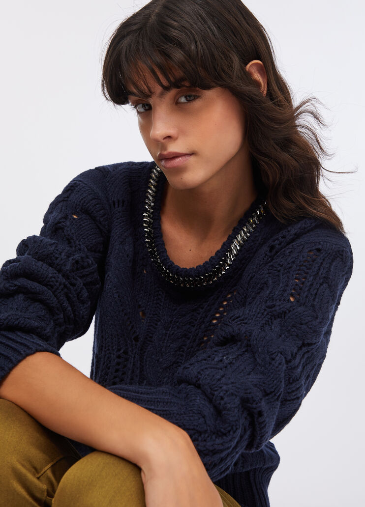 Openwork jumper with gemstones dark blue Liu Jo - large image number 3