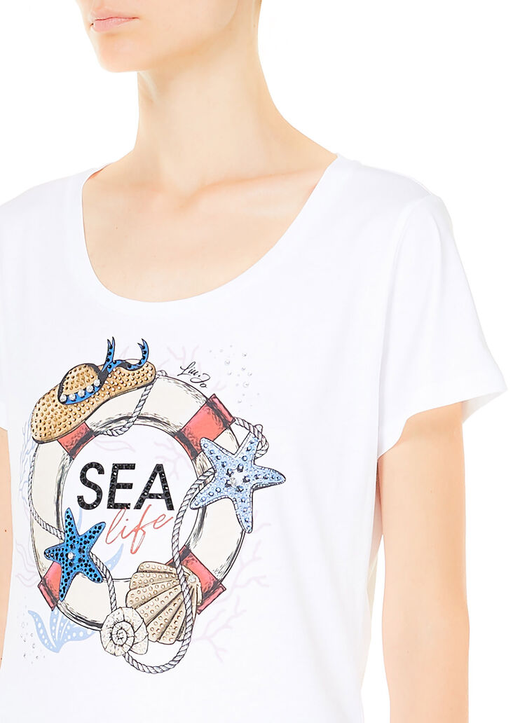 T-Shirt mit Print und Applikationen Optisch weiß Liu Jo - large image number 2 T-Shirt mit Print und Applikationen Optisch weiß Liu Jo - large image number 2