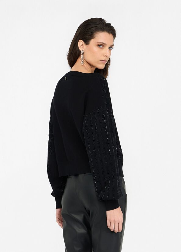 Jumper with gemstones black/gemstones Liu Jo - large image number 1