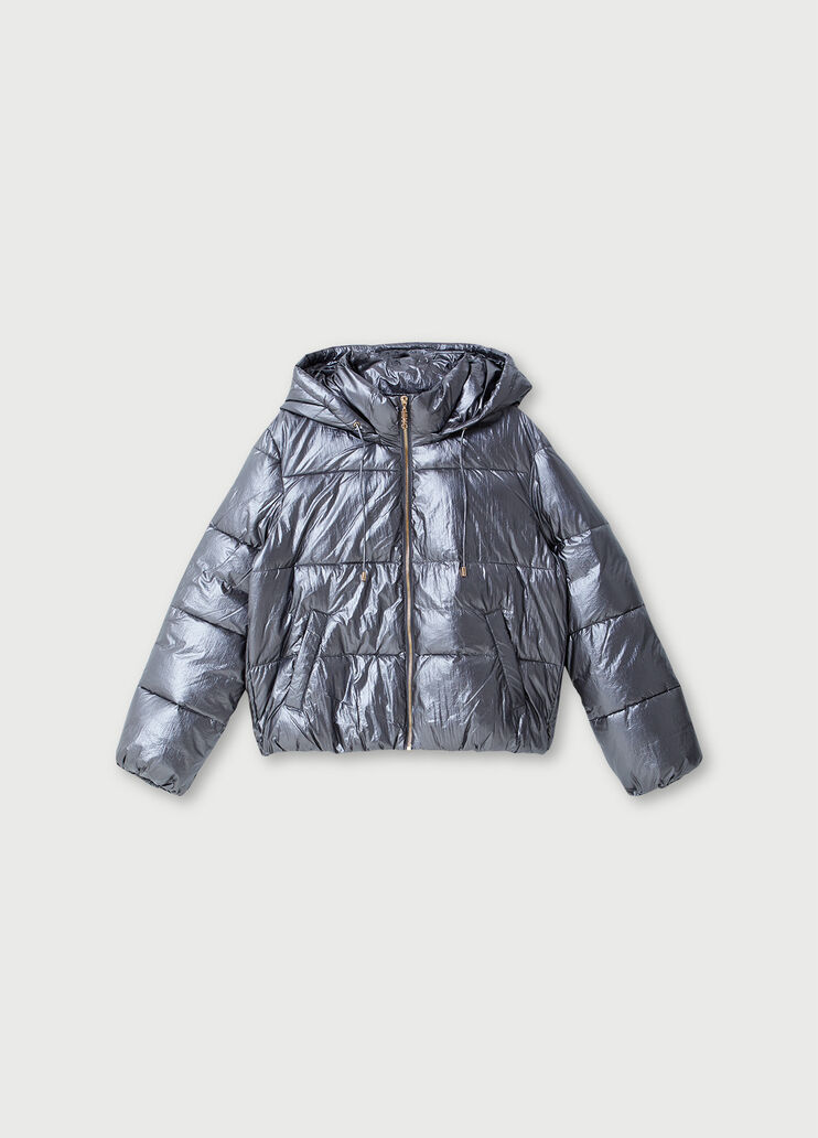 Padded metallic jacket Dark Grey Liu Jo - large image number 4