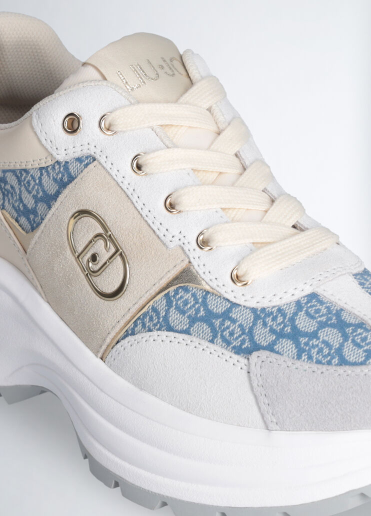 Suede monogram sneakers beige/light blue Liu Jo - large image number 5 Suede monogram sneakers beige/light blue Liu Jo - large image number 5