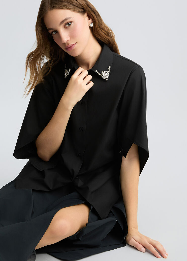 Black shirt with bejewelled embellishment black Liu Jo - large image number 4 Black shirt with bejewelled embellishment black Liu Jo - large image number 4