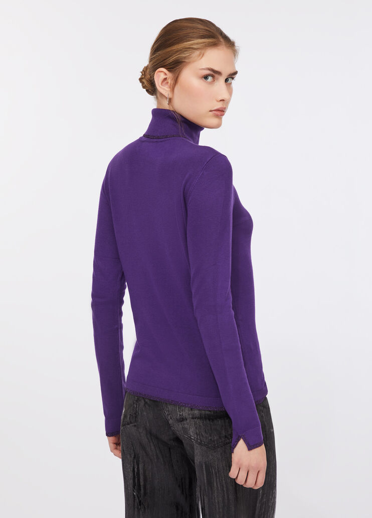 Polo-neck with lurex® details purple Liu Jo - large image number 1
