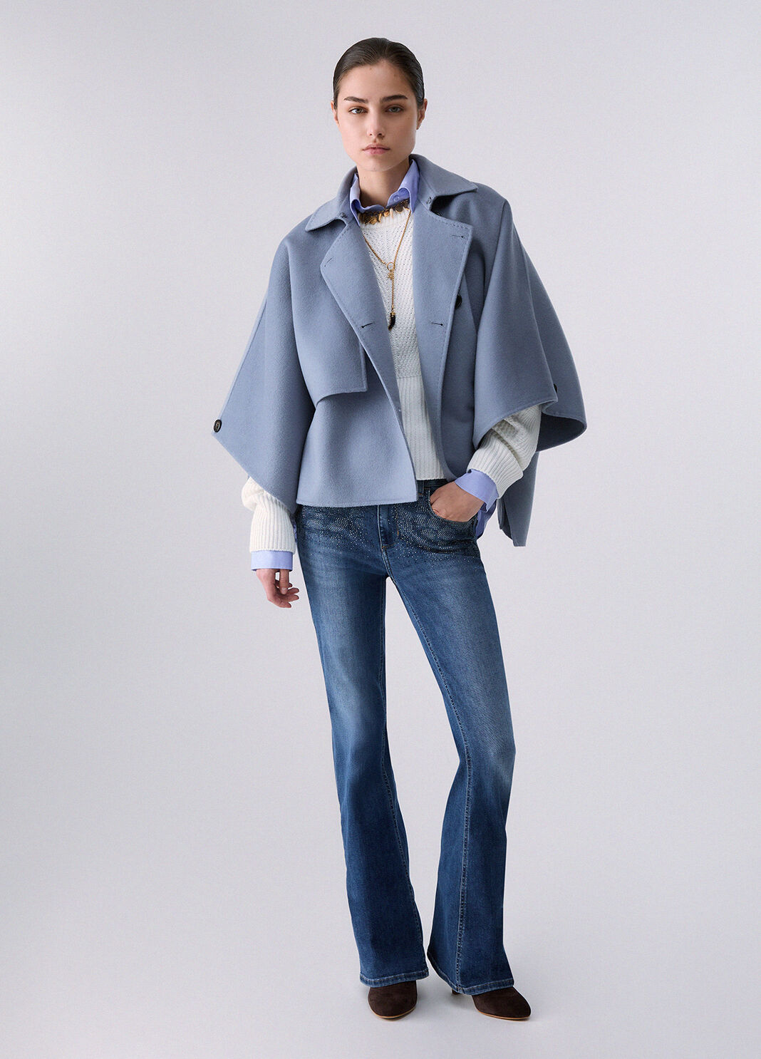 Wool Cape light blue Liu Jo - large image number 5