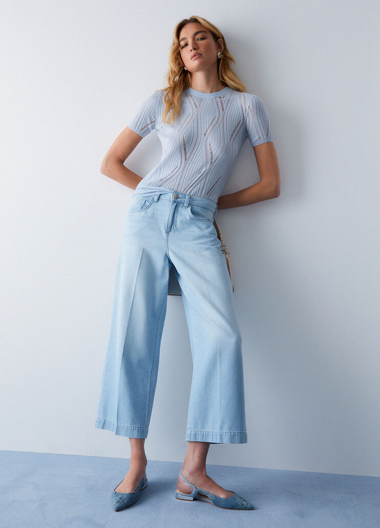 Cropped flared jeans light denim Liu Jo - medium