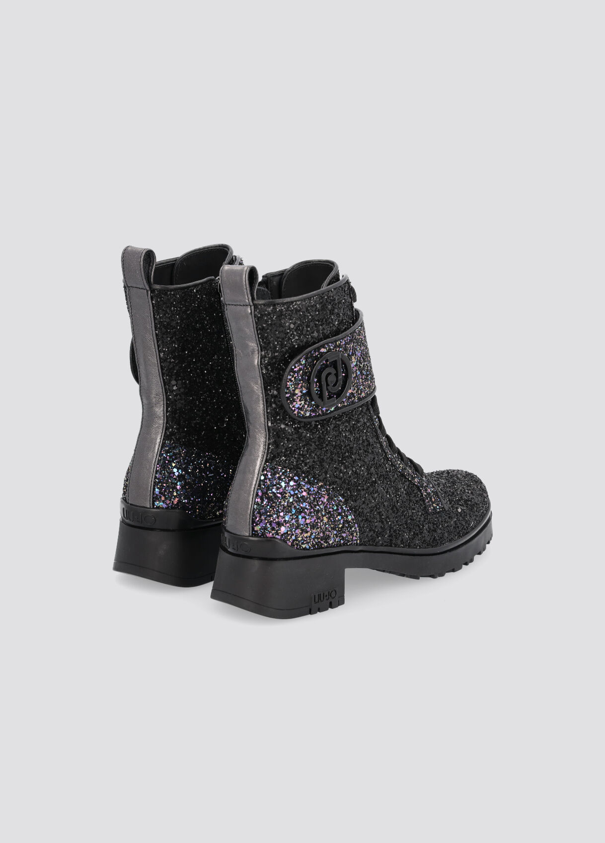 black sparkly combat boots