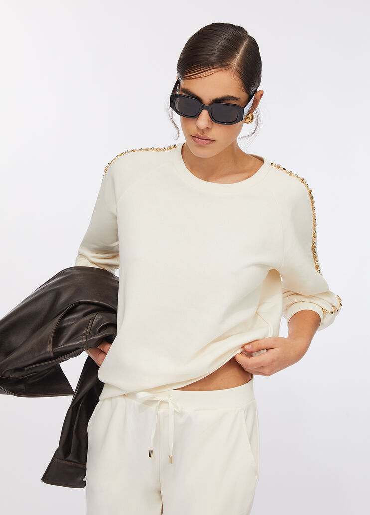Liu Jo Better sweatshirt with gemstones milk white Liu Jo - large image number 4
