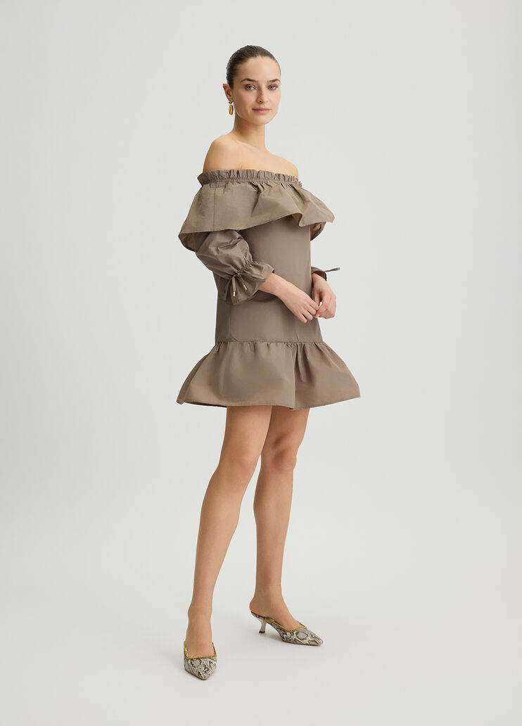 Short taffeta dress beige Liu Jo - large image number 3 Short taffeta dress beige Liu Jo - large image number 3