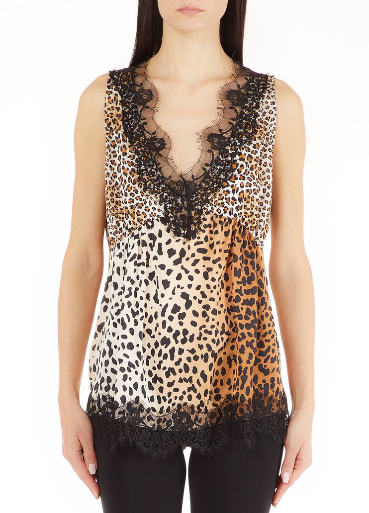 Animal-print top with lace leopard print Liu Jo - large image number 0
