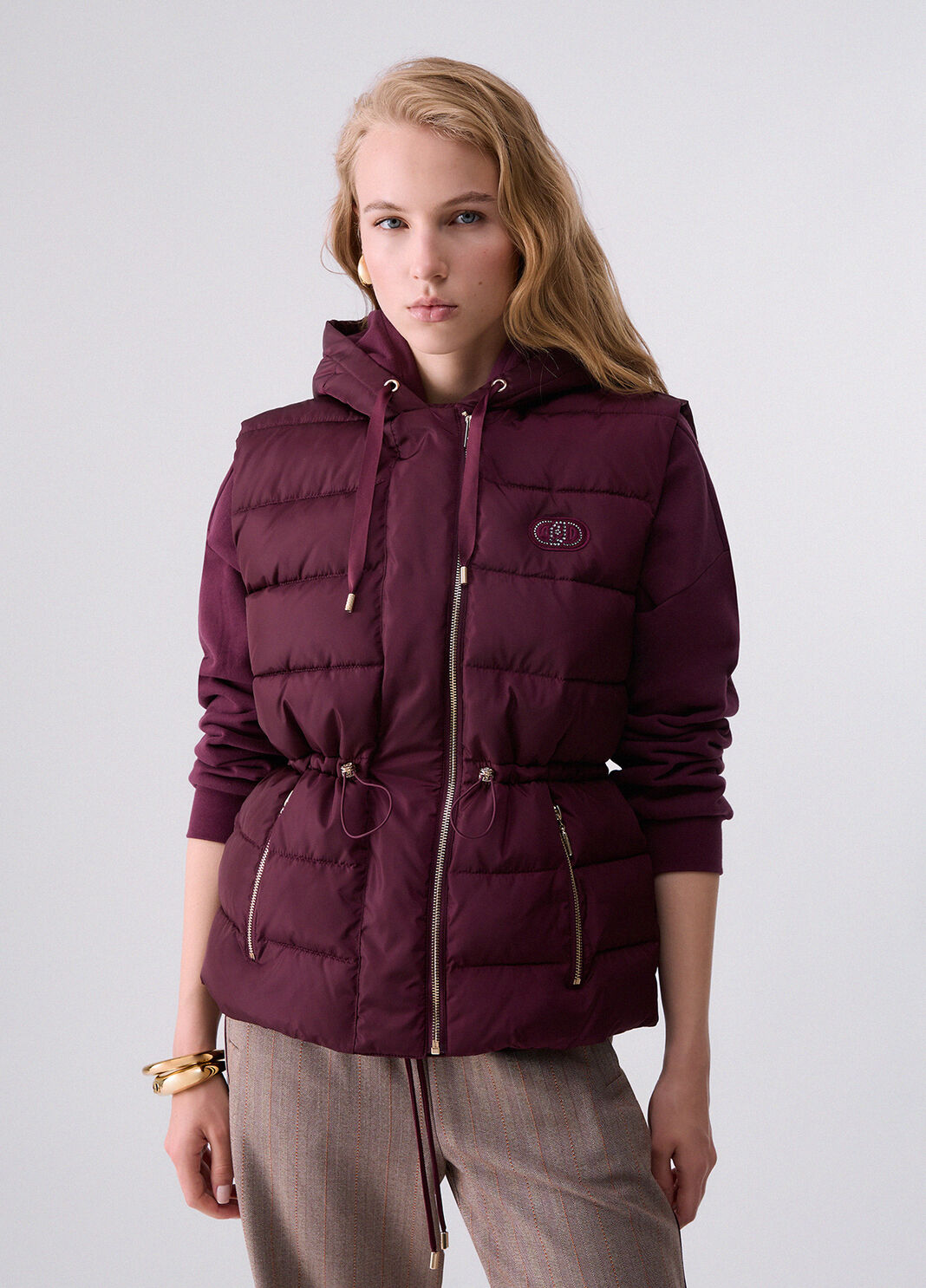 Kurze wattierte Nylonjacke Aubergine Liu Jo - large image number 0