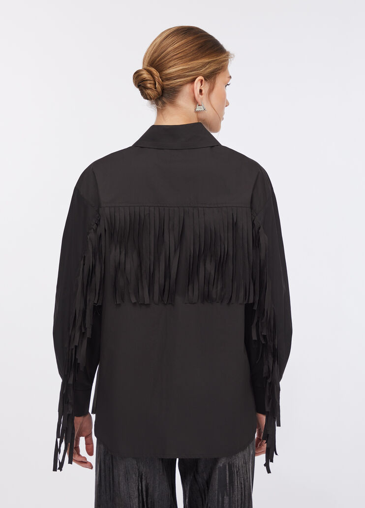 Poplin shirt with fringes black Liu Jo - large image number 1