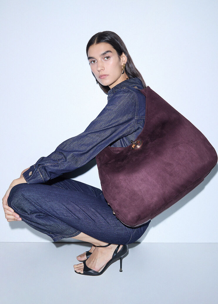 Borsa hobo grande con borchie melanzana Liu Jo - medium