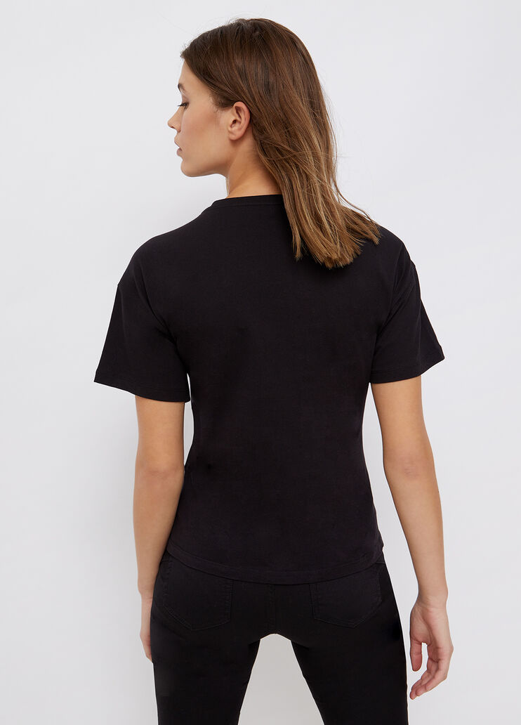 T-shirt with print and appliqués black/living the sun Liu Jo - large image number 1 T-shirt with print and appliqués black/living the sun Liu Jo - large image number 1