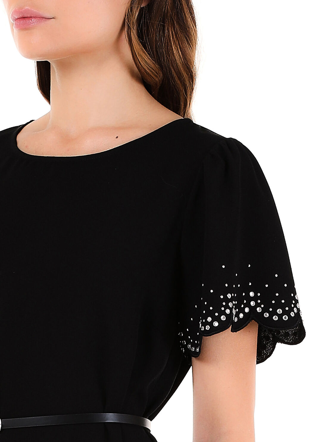 Kurzes Kleid mit eingefassten Schmucksteinen Schwarz Liu Jo - large image number 2