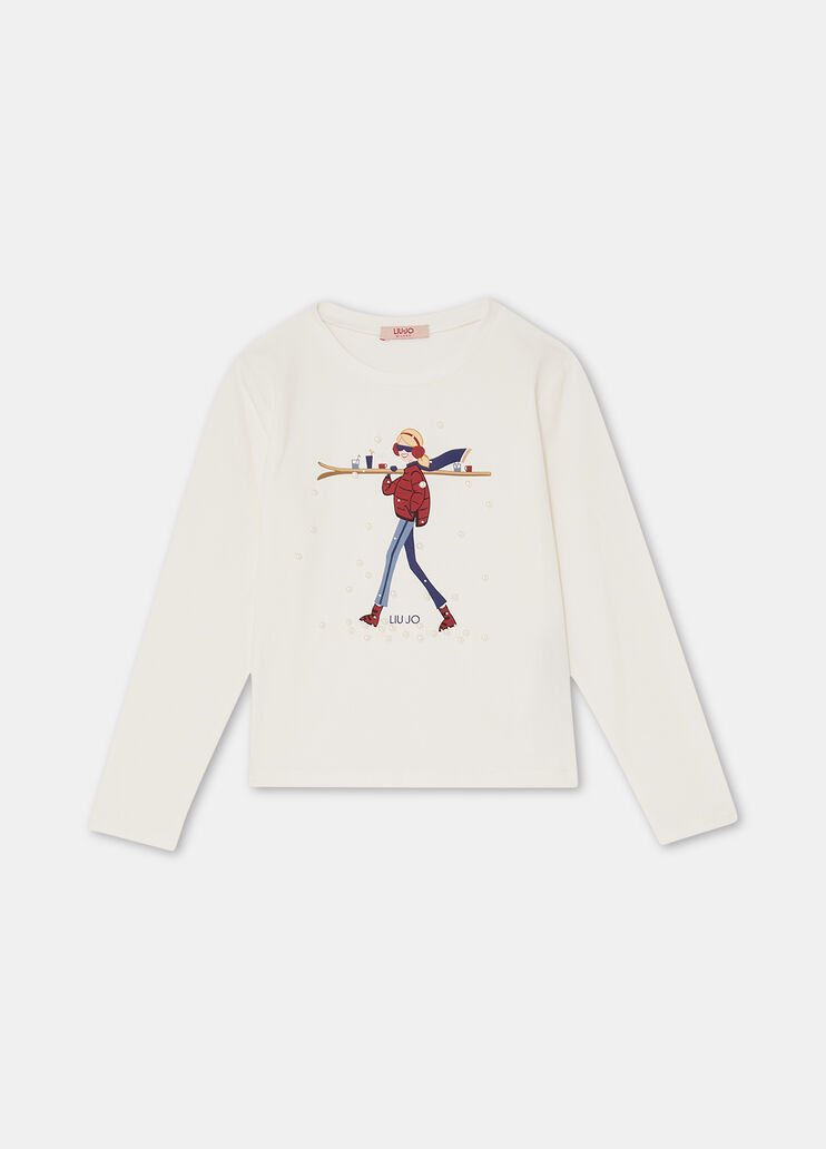 Cotton T-shirt with print white Liu Jo - large image number 2 Cotton T-shirt with print white Liu Jo - large image number 2