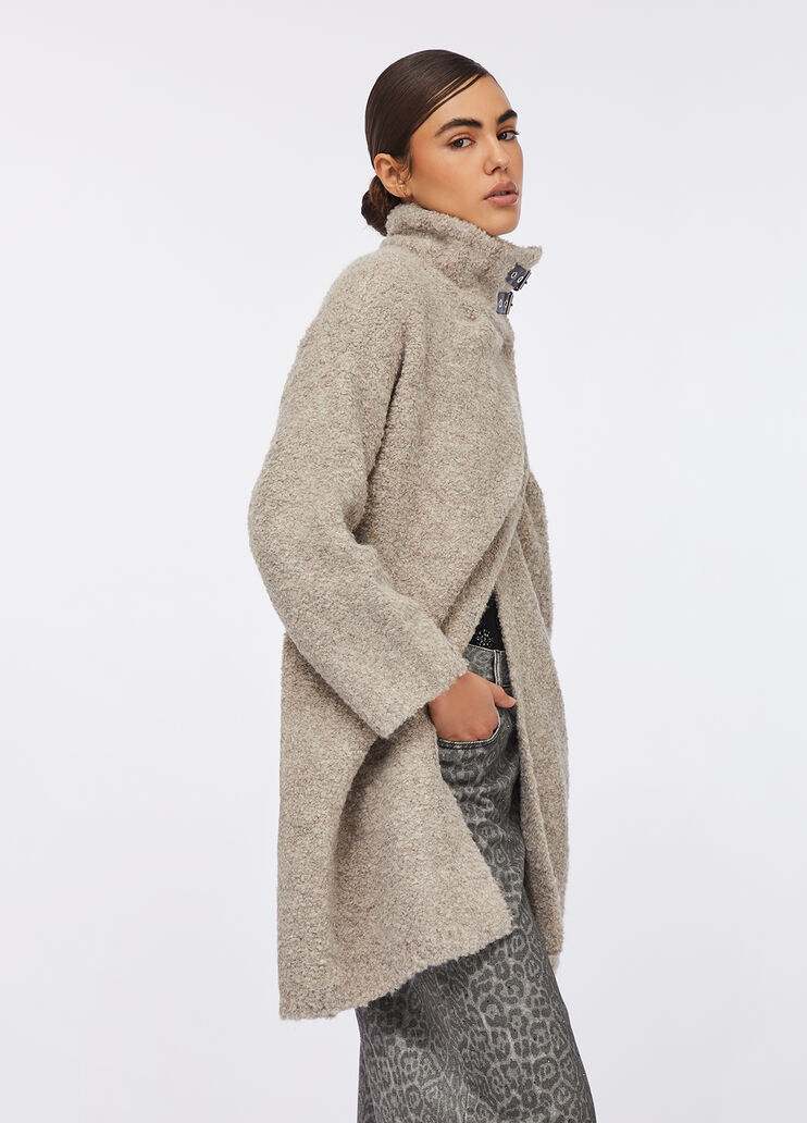 Manteau en maille bouclette beige foncé Liu Jo - large image number 3