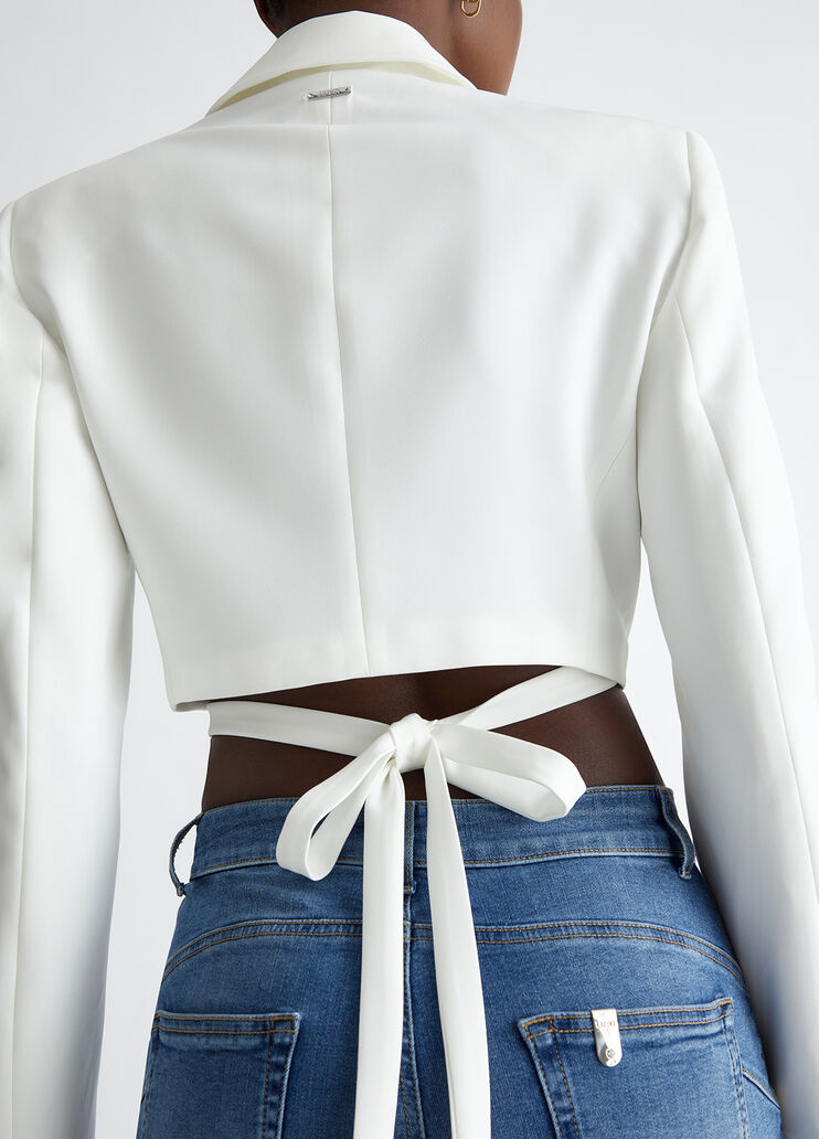 Zweireihiger Cropped-Blazer Farbe Wollweiß | Liu Jo