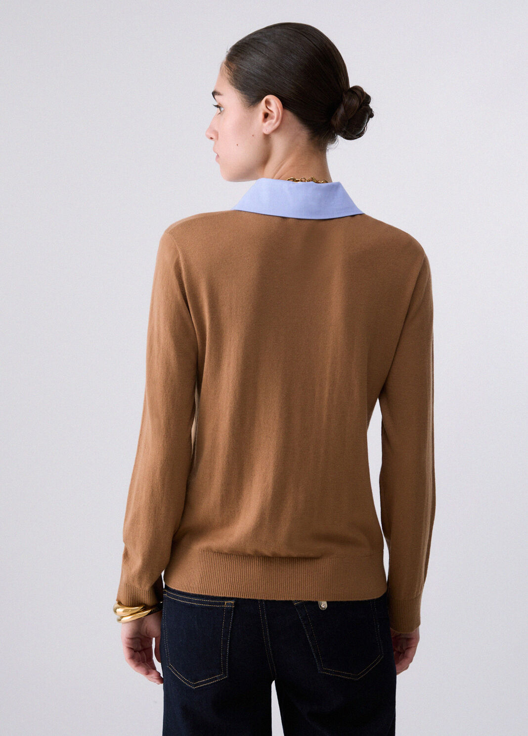 Sweater with poplin detail beige Liu Jo - large image number 1